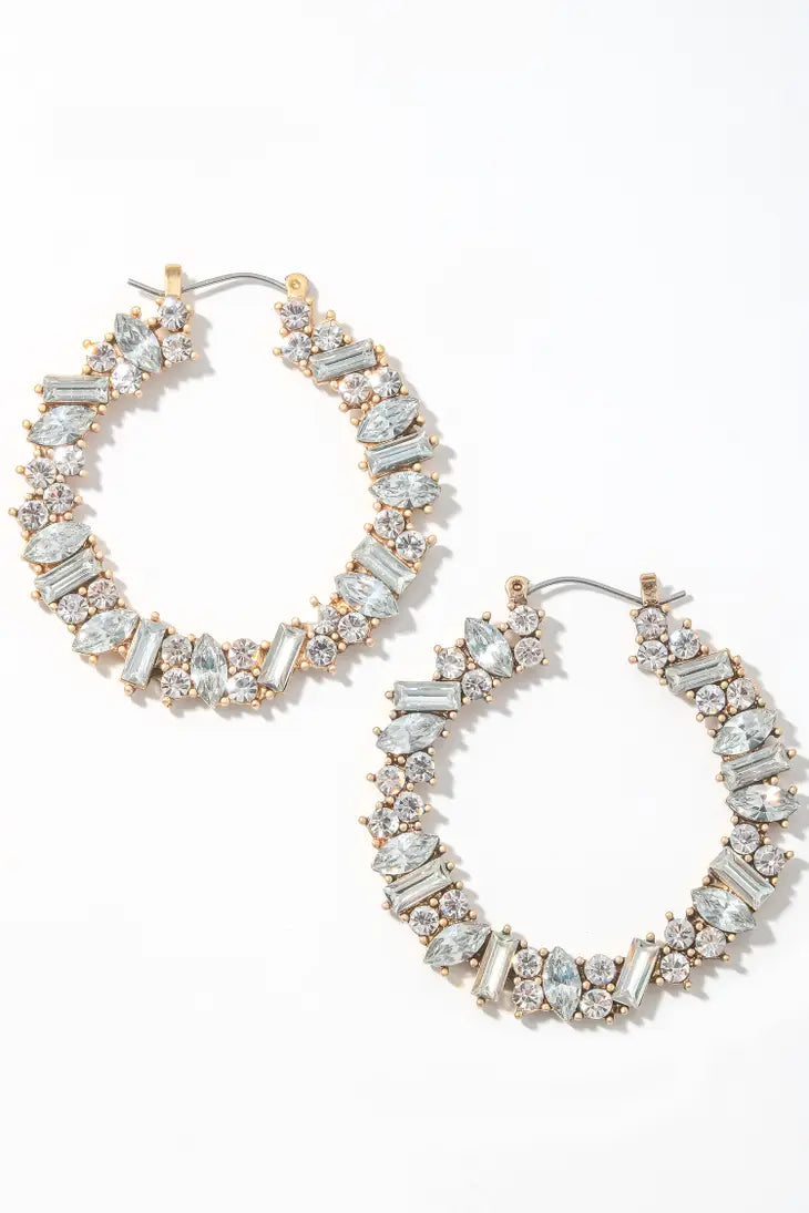 Crystal Jeweled Hoop Earrings