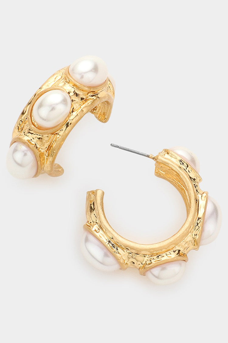 Pearly Gold Sophisticated Hoops