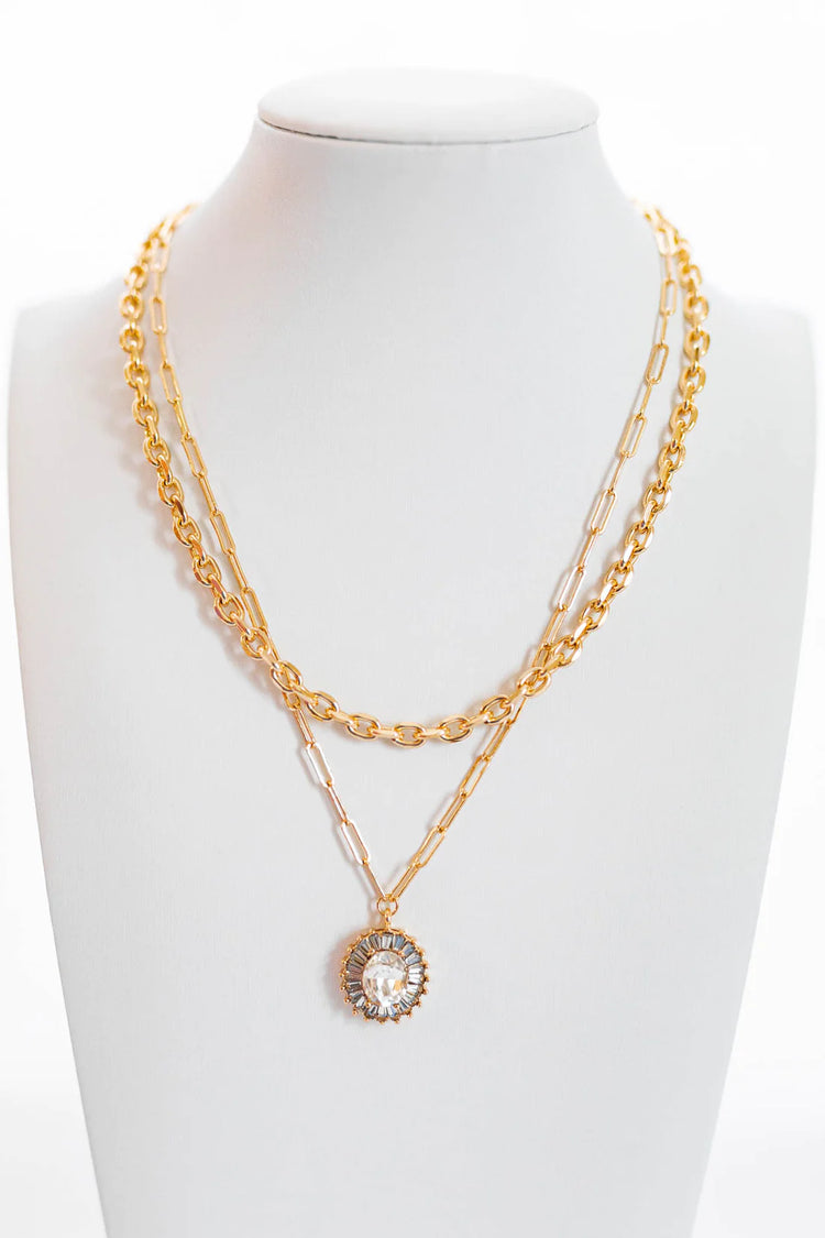 Simply Sweet Gold Pendant Multi-Layered Necklace