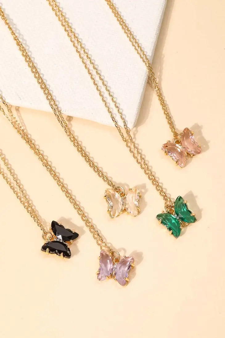 Crystal Iridescent Butterfly Necklace