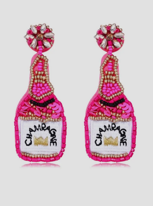 Pink Champagne Beaded Earrings
