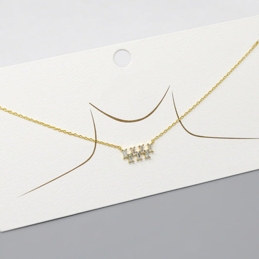 Baguette CZ Stone Pendant Gold Dipped Short Necklace