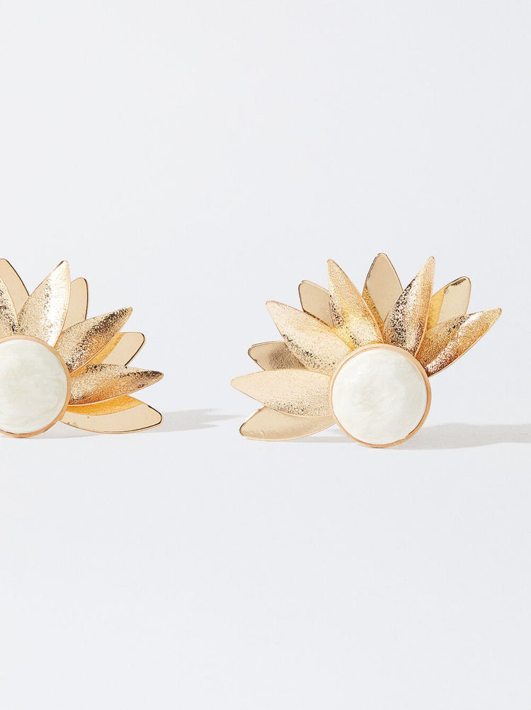 Flower Golden Pearl Earrings