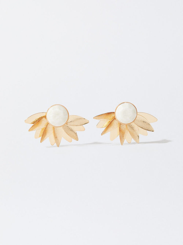 Flower Golden Pearl Earrings