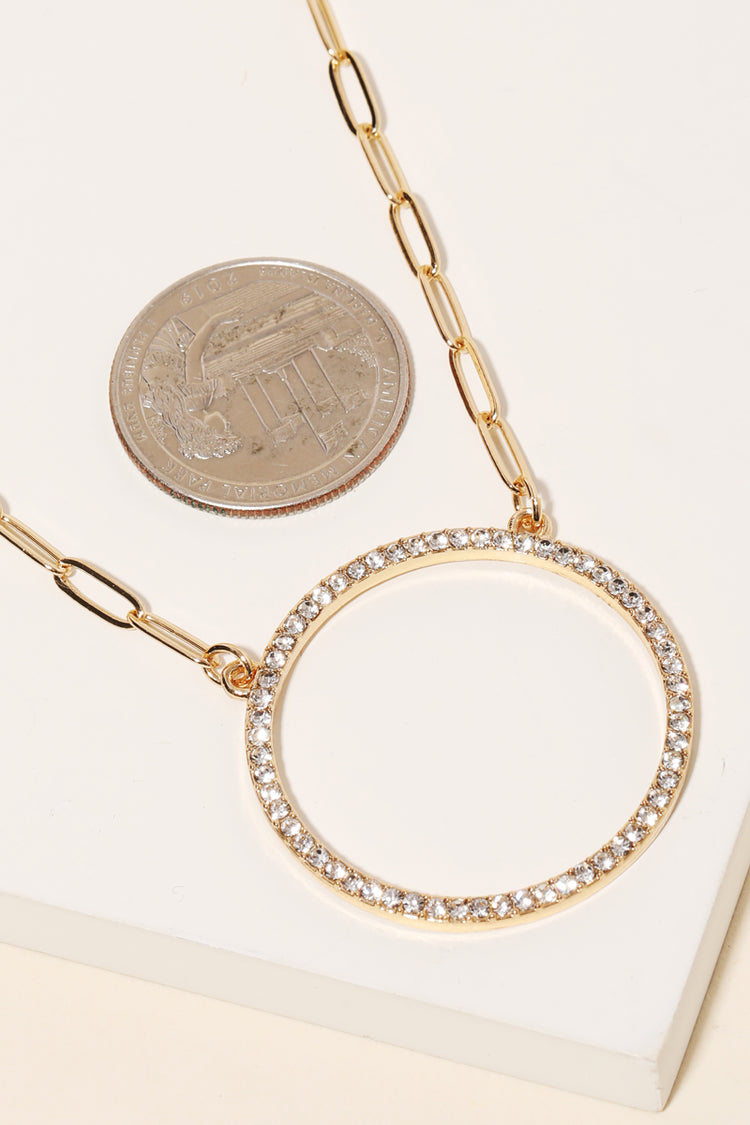 Pave Circle Cutout Necklace