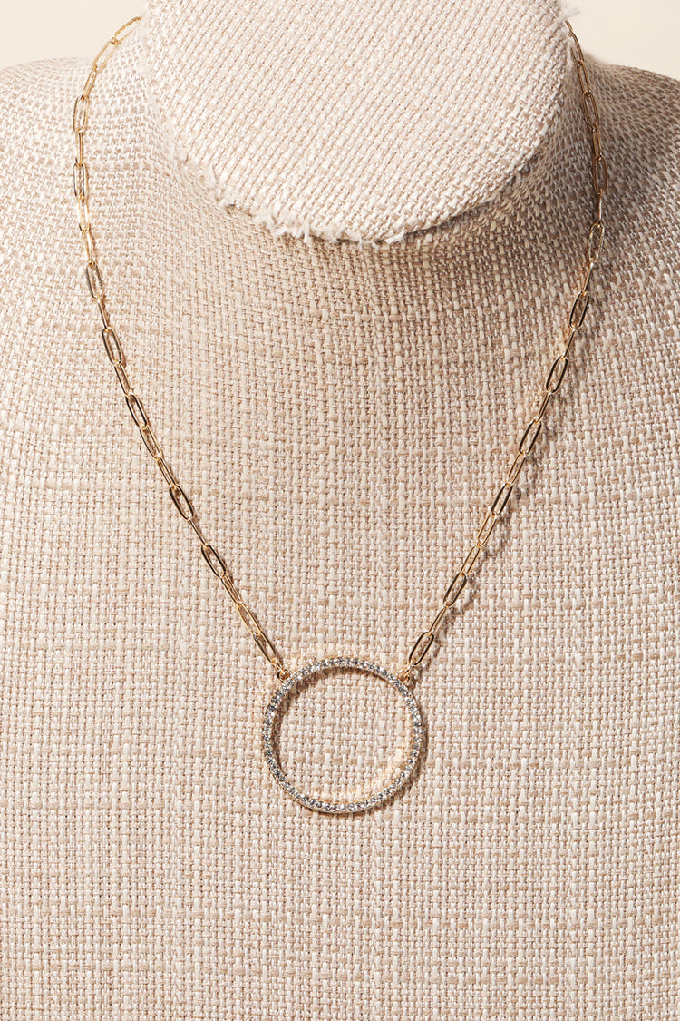 Pave Circle Cutout Necklace