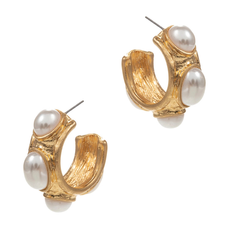 Pearly Gold Sophisticated Hoops