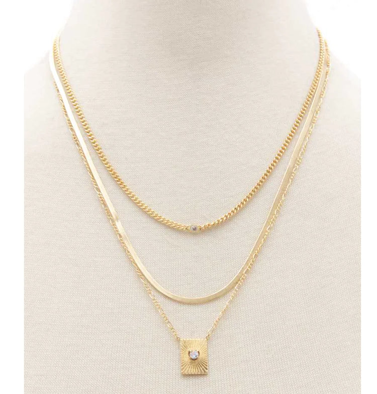 Gold Triple Layered Necklace