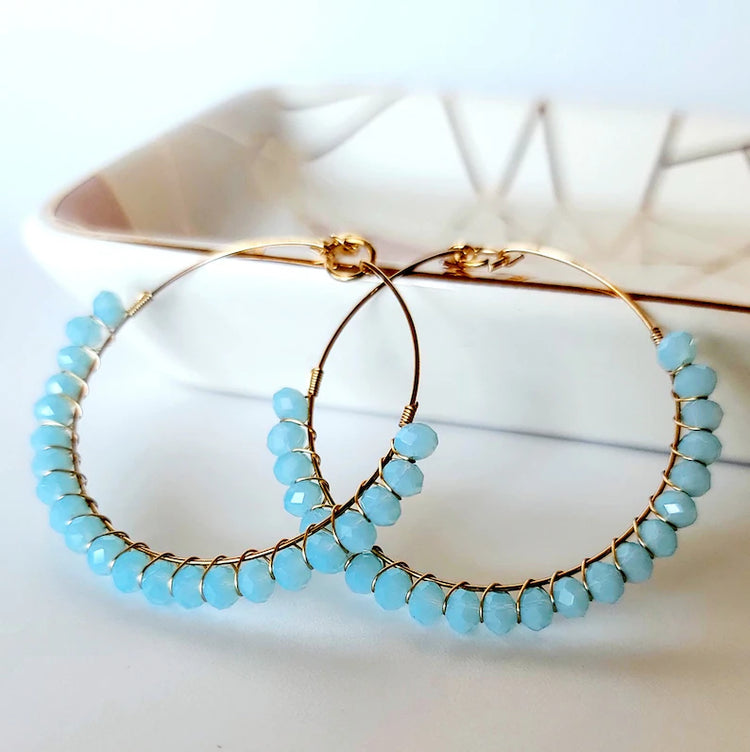 Blossom Crystal Beaded Hoop Earrings