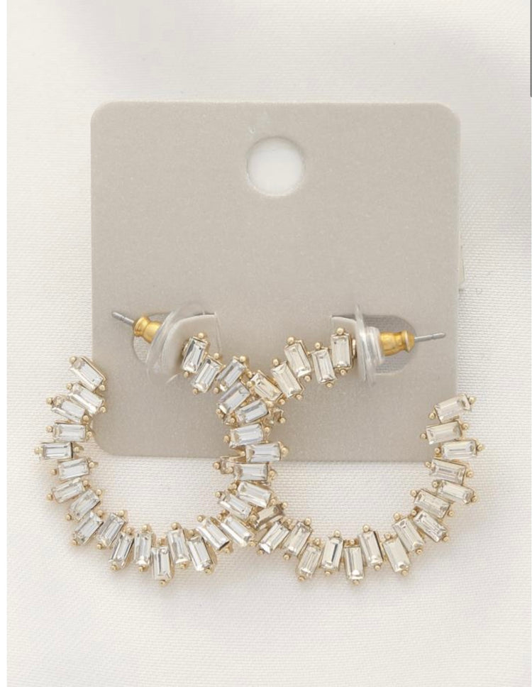 Crystal Jeweled Hoop Earrings