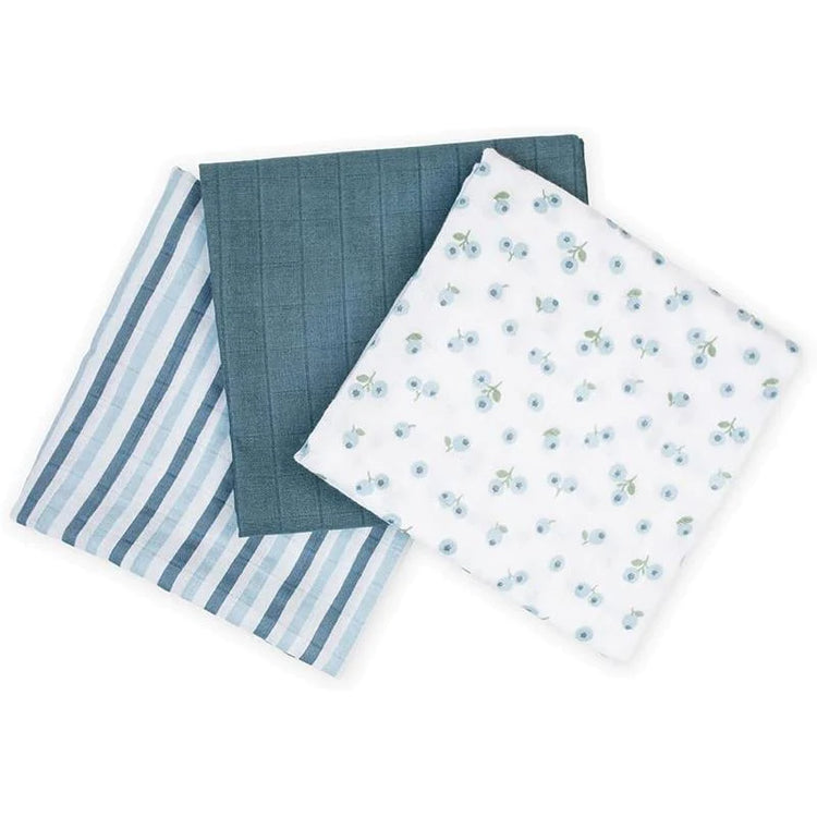 "Lulujo" Brand - 3Pk Blueberries Muslin Receiving Blankets