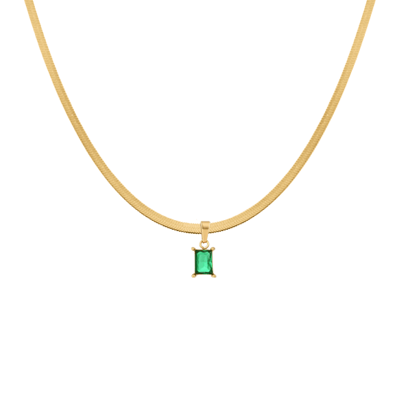 Herringbone Stone Gold Necklace