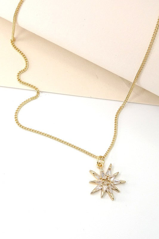 Danity Gold Starburst Rhinestone Necklace