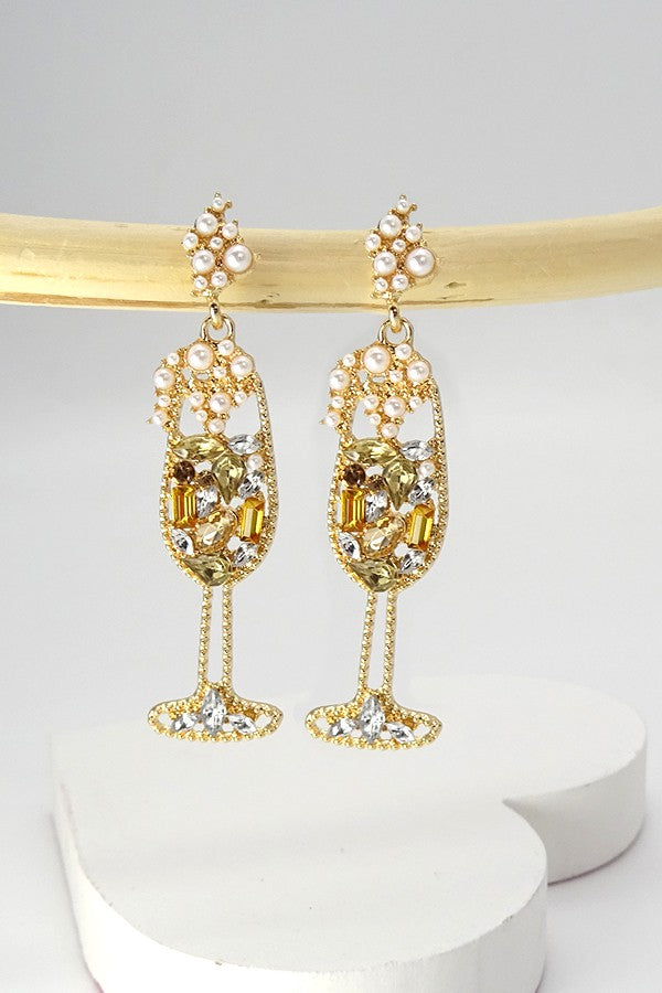 Champagne Glass Bubbly Earrings