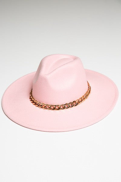 "Love of Style" Fedora Hat with Gold Chain