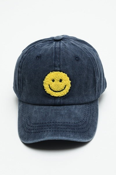 Denim Blue Sherpa Smiley Hat