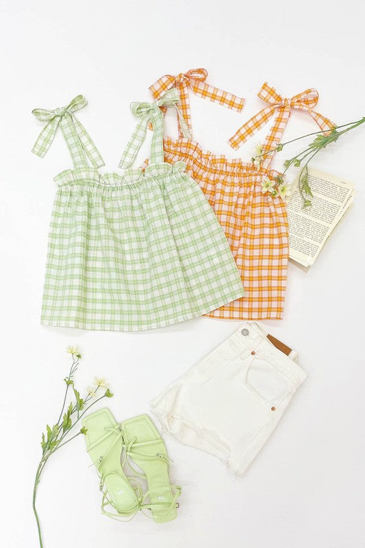 Square Neck Gingham Top