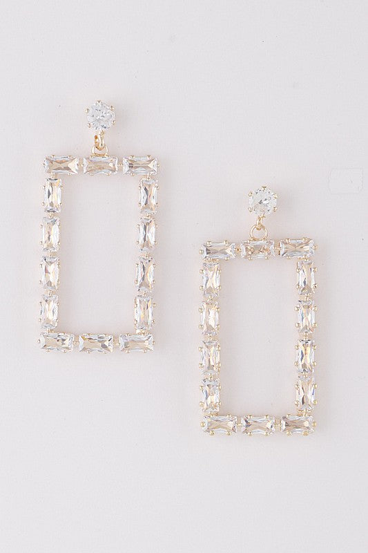 Crystal Square Drop Earrings