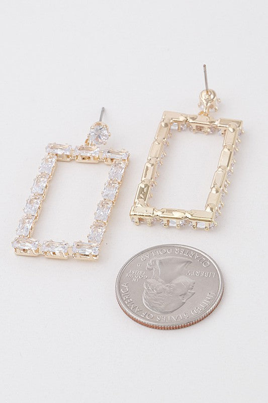 Crystal Square Drop Earrings