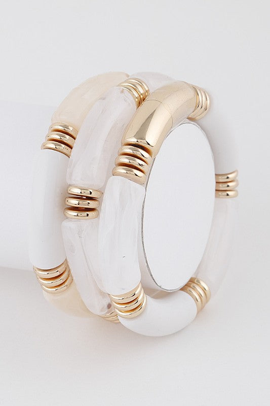 Acrylic Tube Bamboo Bracelet Stack