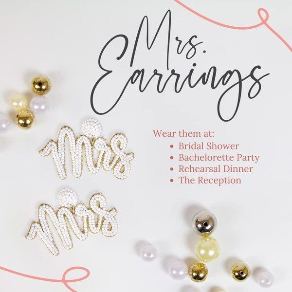 MRS Wedding Bridal Seed Bead Statement Earrings