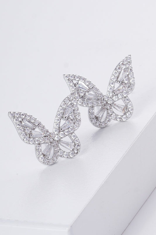 Crystal Rhinestone Butterfly Stud Earrings