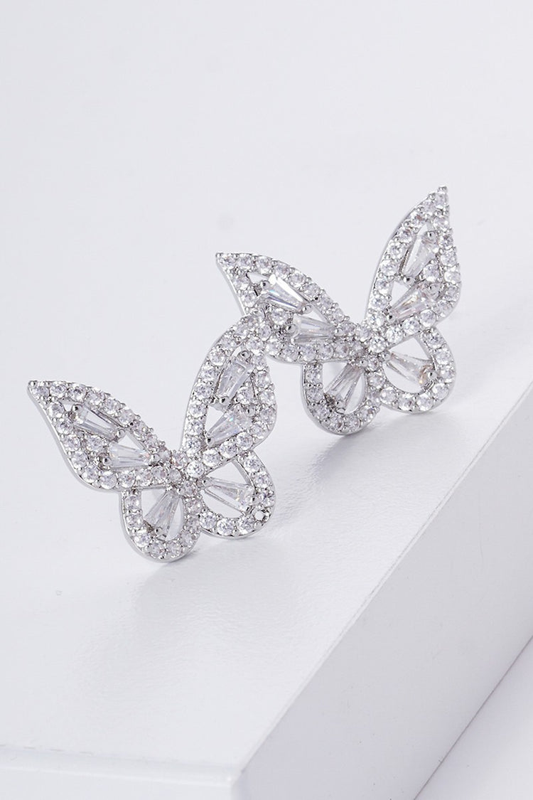 Crystal Rhinestone Butterfly Stud Earrings