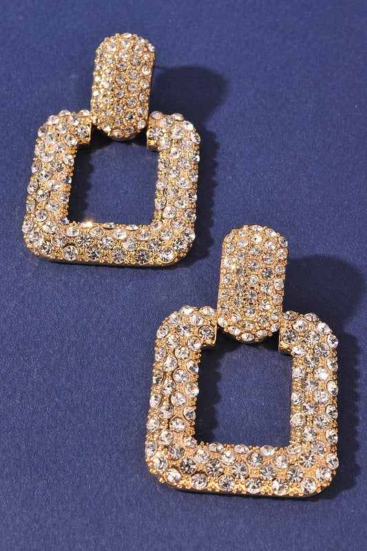 Rhinestone Square Dangle Earrings