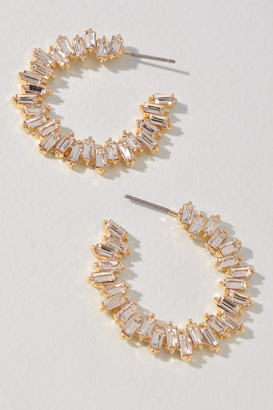 Crystal Jeweled Hoop Earrings