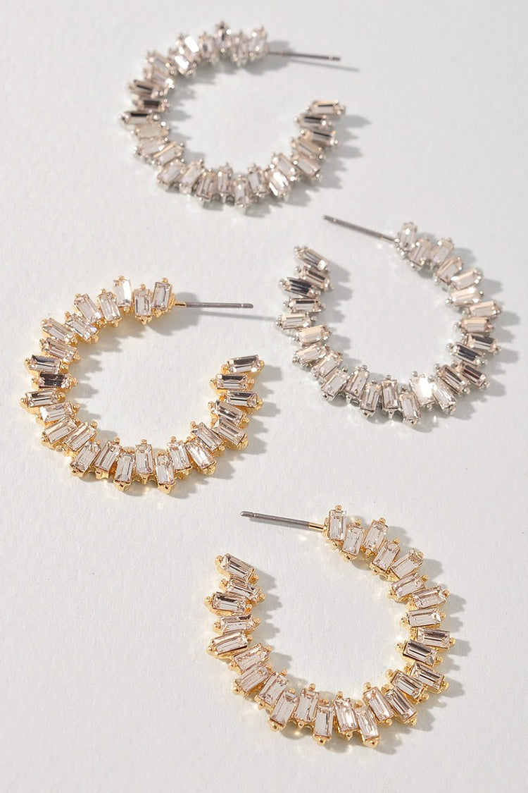 Crystal Jeweled Hoop Earrings