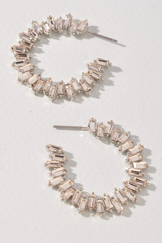 Crystal Jeweled Hoop Earrings