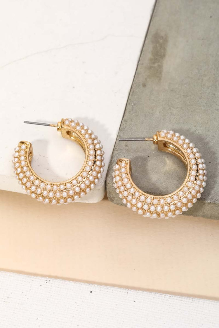 Gold & Pearl Hoop Earrings