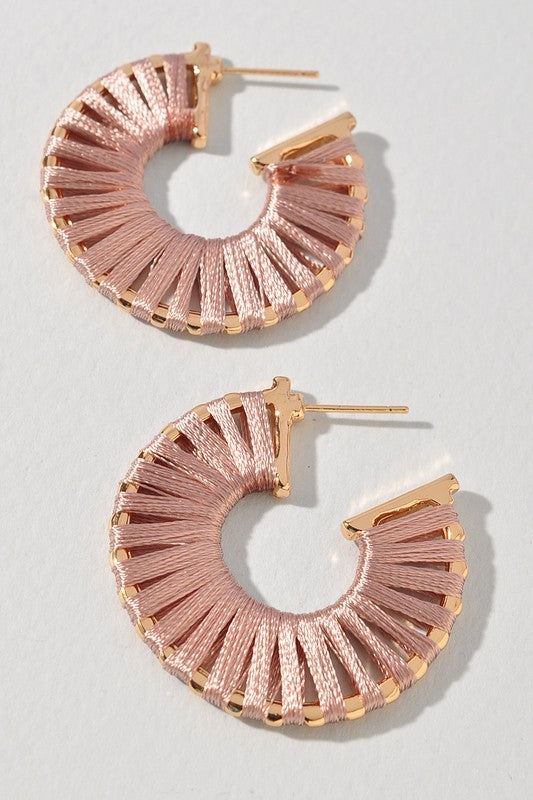 Thread Wrap Open Hoop Earrings