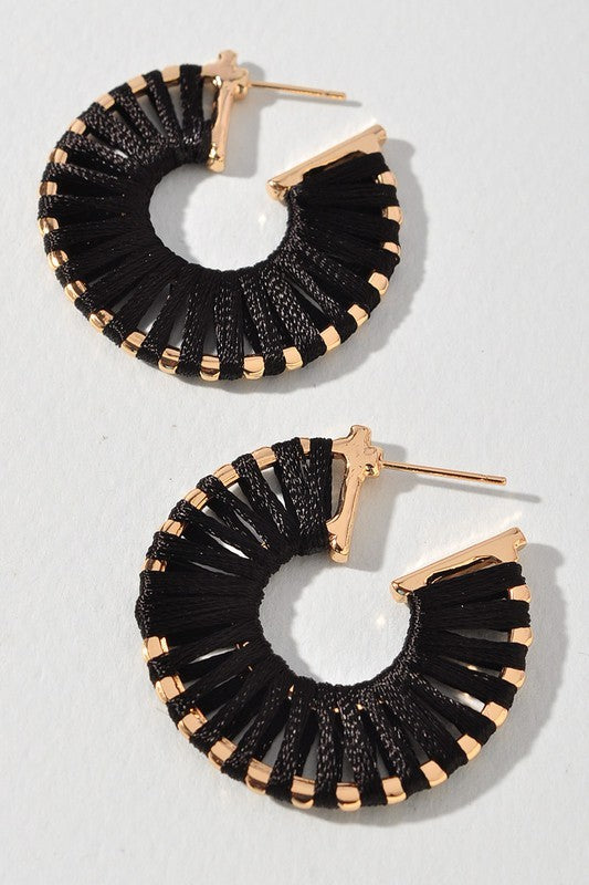 Thread Wrap Open Hoop Earrings