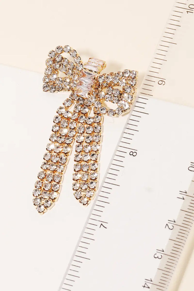 Sweet Rhinestone Bow Earrings