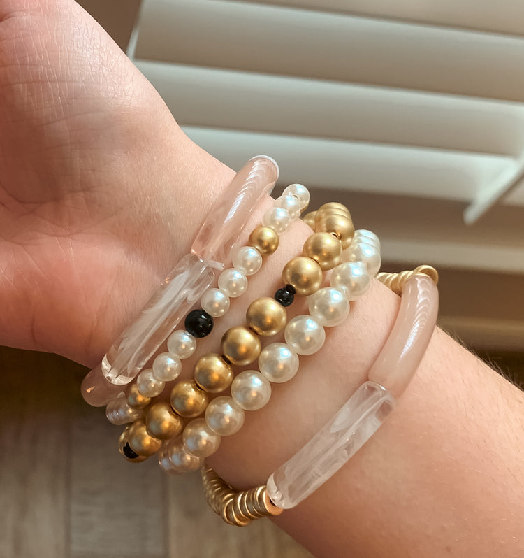 Acrylic and Pearl Bracelet Stack