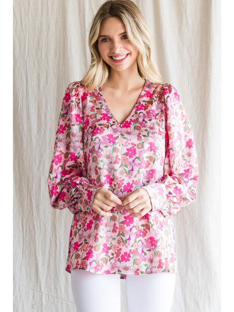 Long Sleeve Floral Print Blouse