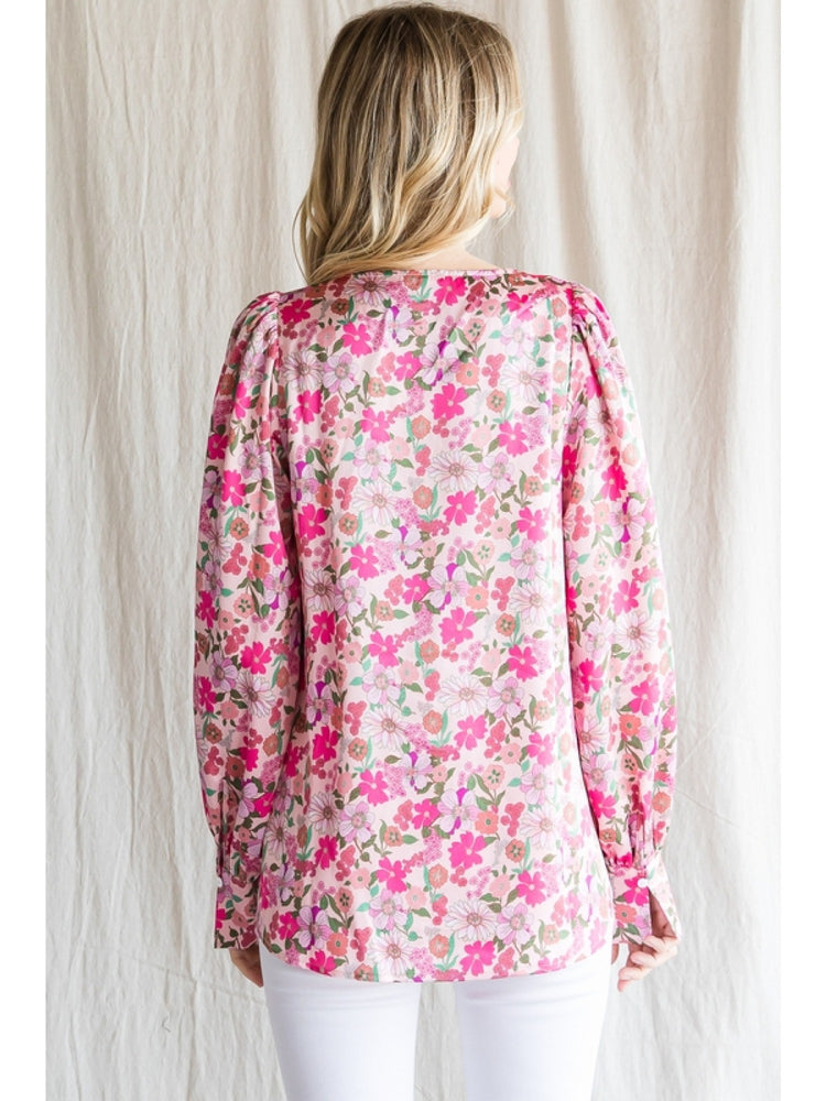 Long Sleeve Floral Print Blouse