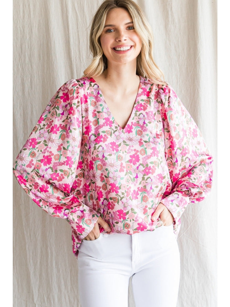 Long Sleeve Floral Print Blouse