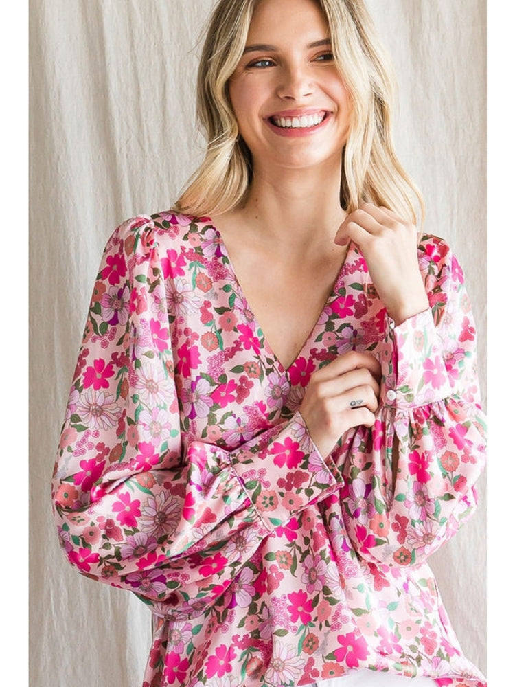 Long Sleeve Floral Print Blouse