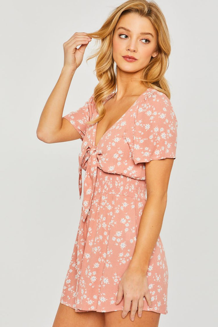 State of Bliss Floral Front Tie Romper