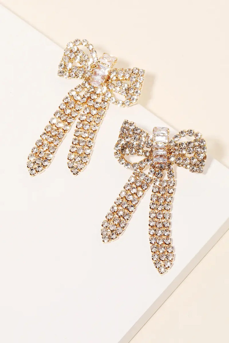 Sweet Rhinestone Bow Earrings