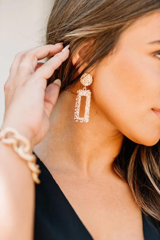 Naomi Gold Rectangular Earrings