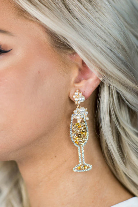 Champagne Glass Bubbly Earrings