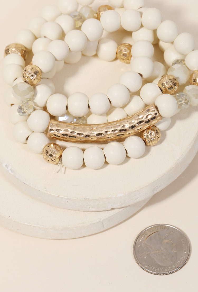 Ivory Wood Bracelet Stack