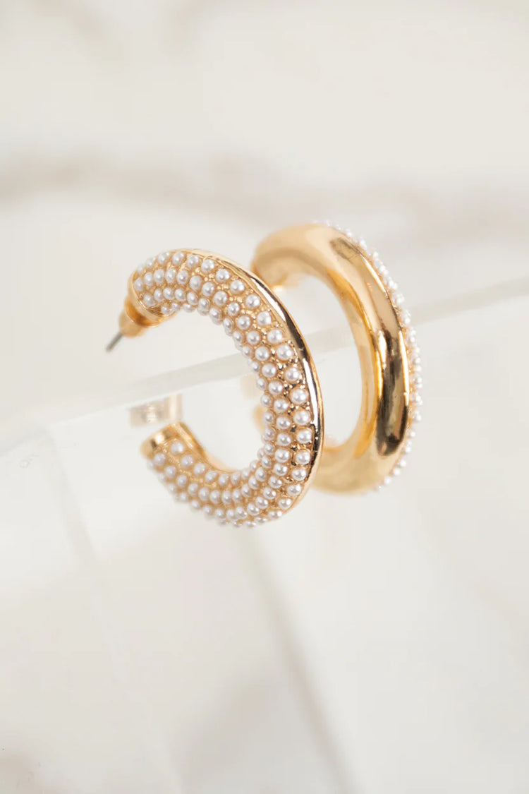 Gold & Pearl Hoop Earrings