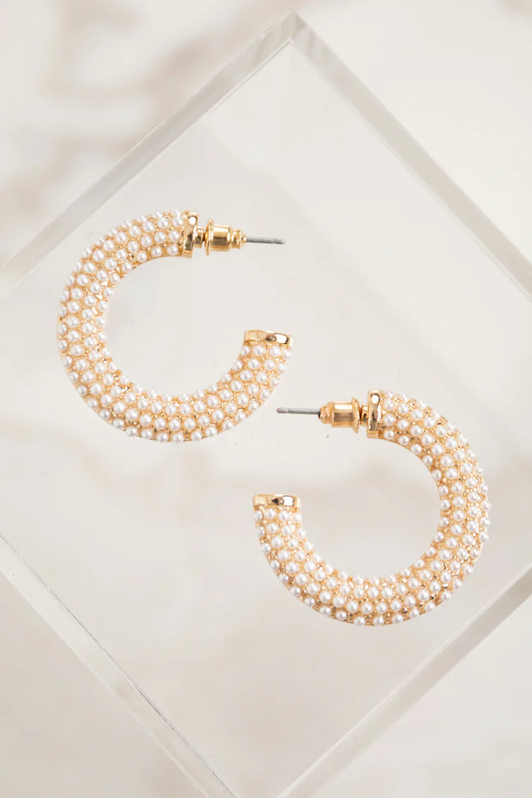 Gold & Pearl Hoop Earrings