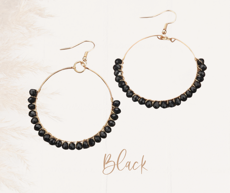 Blossom Crystal Beaded Hoop Earrings