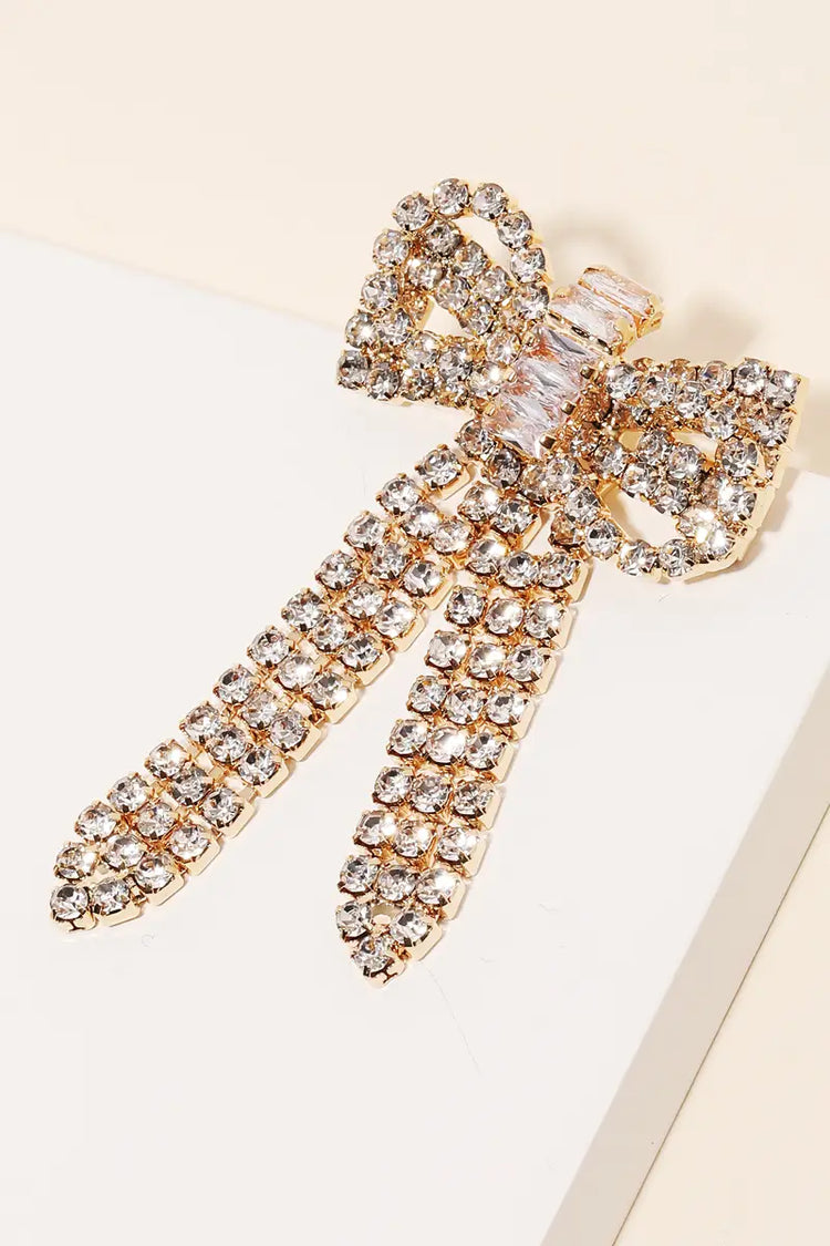 Sweet Rhinestone Bow Earrings