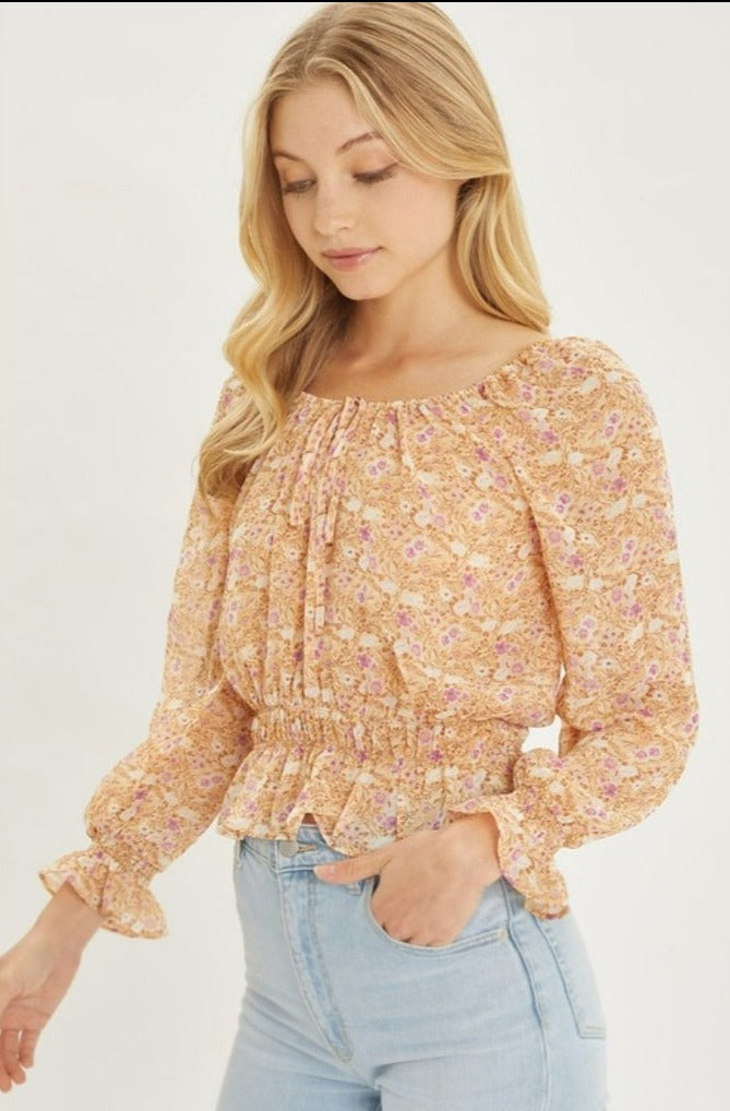 Ruffle Me Up Floral Sleeve Blouse